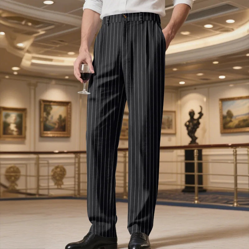 LINEN CASUAL STRAIGHT PANTS - Striped Weave, 5 Colors - Easy Mornings