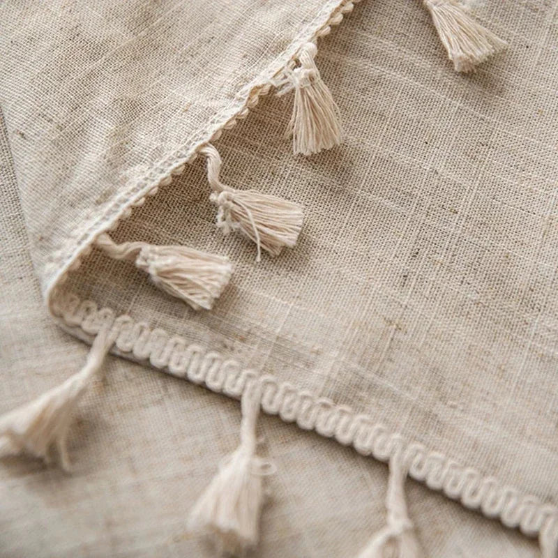 Tablecloth Rectangular Beige Table Cover with Tassel Dining Table Decoration European Tablecloths manteles de mesa rectangular