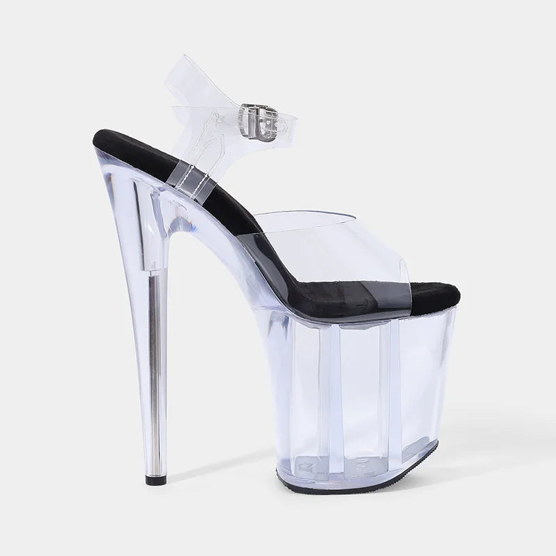 8inches Sexy Super High Heels Transparent Crystal Wedding Pole Dance Shoes 20CM Stiletto Waterproof Platform Sandals Summer