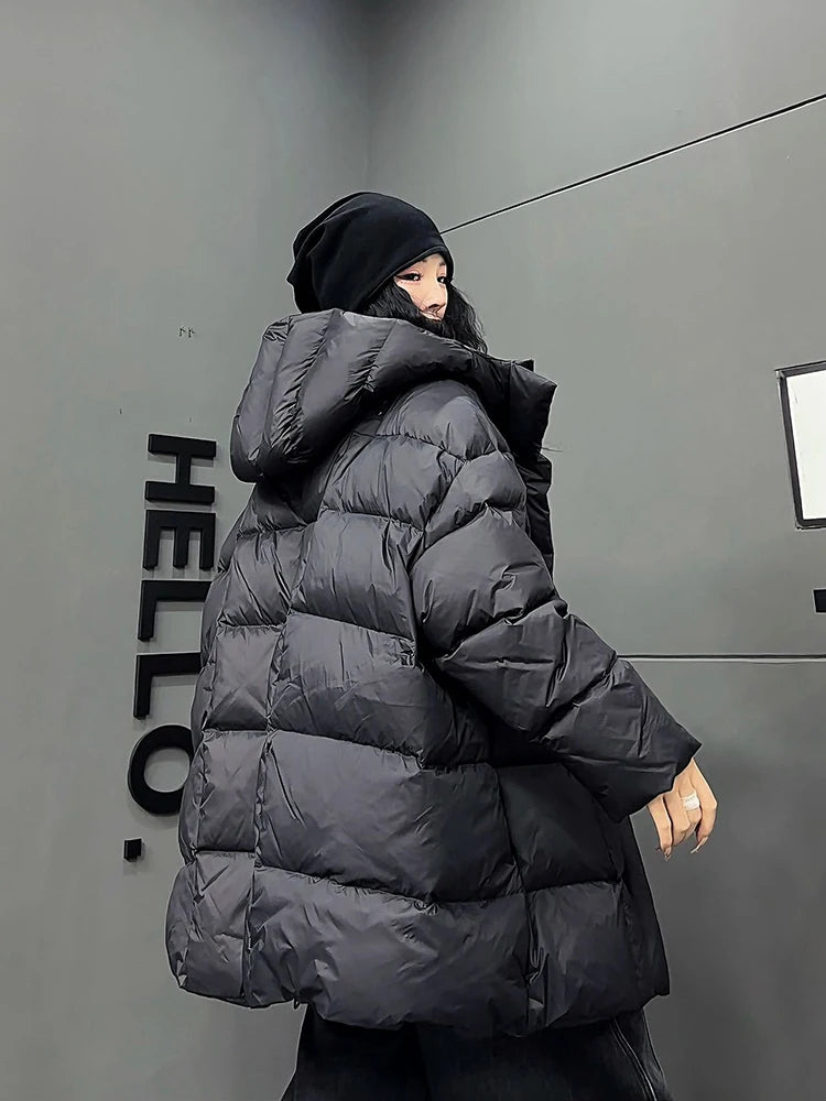Fluffy Puff Down Parka – Hooded Mid-Length