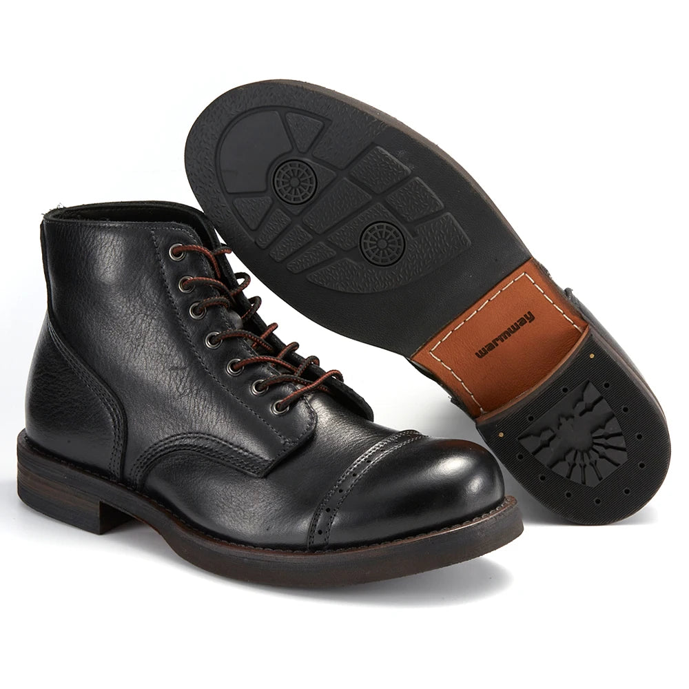 STITCH MASTER - Men's Vegetable Tanned Leather Boots - Horseriding, Combat & Driving Style