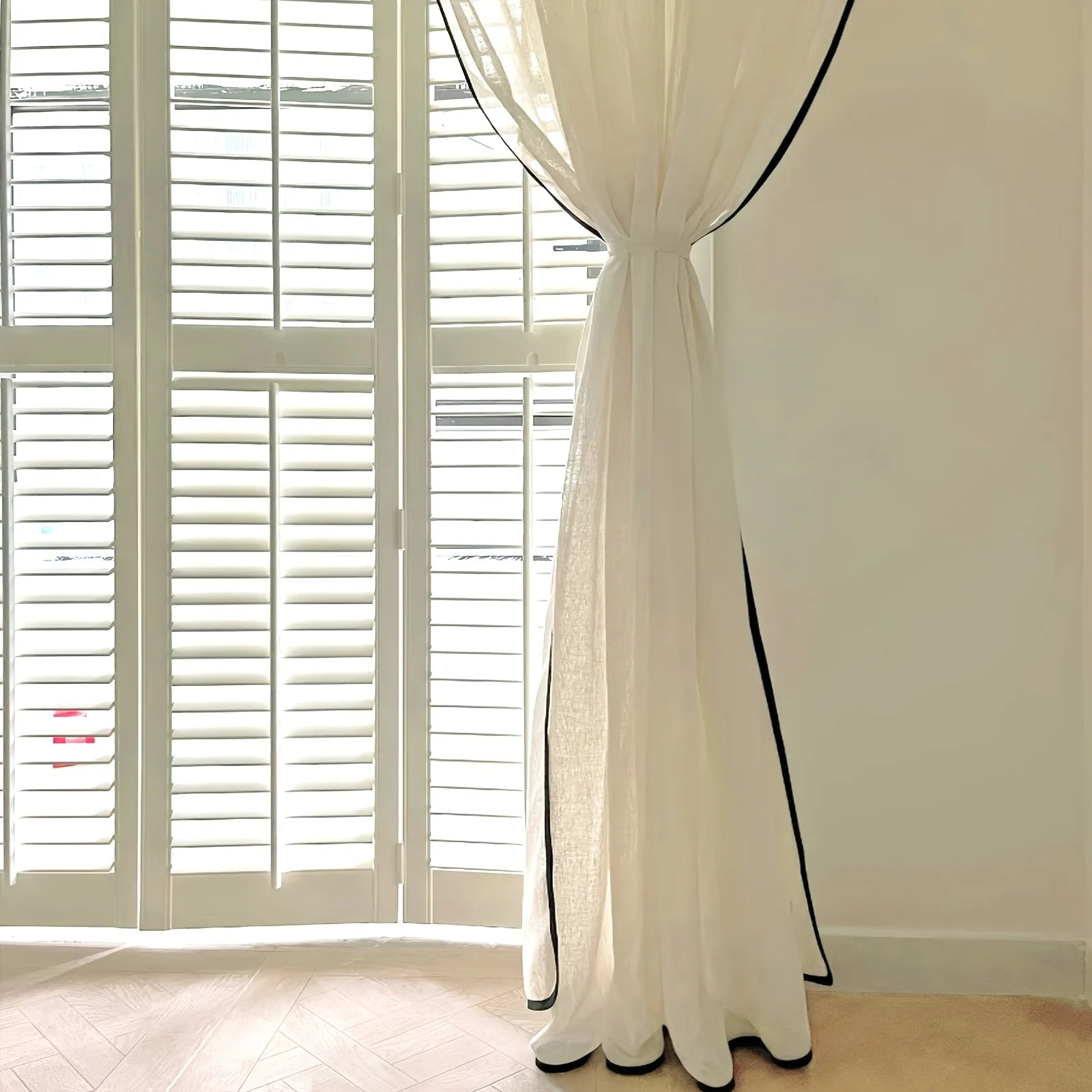 PLAIN LINEN SHEER CURTAIN - Semi-Transparent, Multi-Size & Heading - Light Rooms
