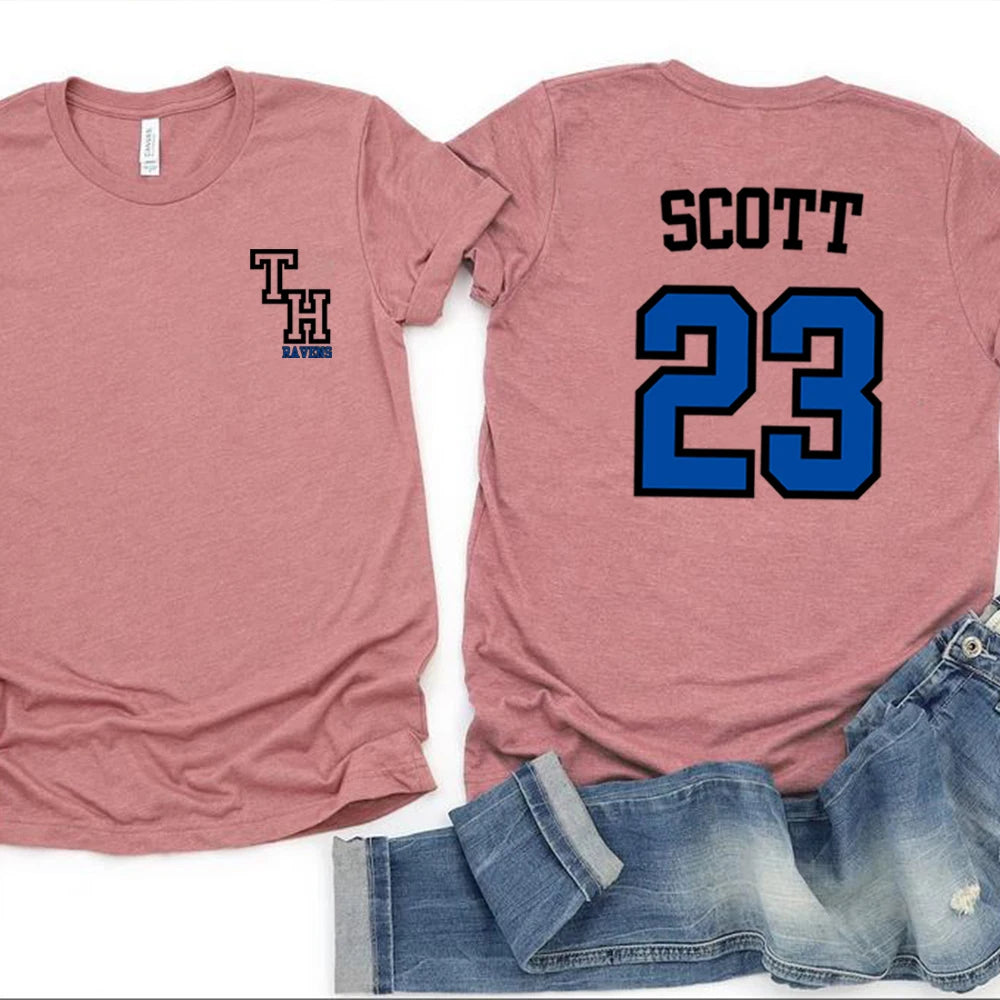 TREE HILL RAVENS Scott 23 T-shirt One Tree Hill Merch Nathan Scott Shirt North Carolina Tees Tv Show OTH Merch 2 Side Print Tops