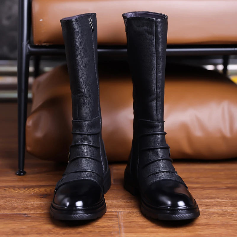 BRITISH MID-CALF BOOTS - Men's Side Zipper Motorcycle Boots - Classic Style, All-Day Comfort