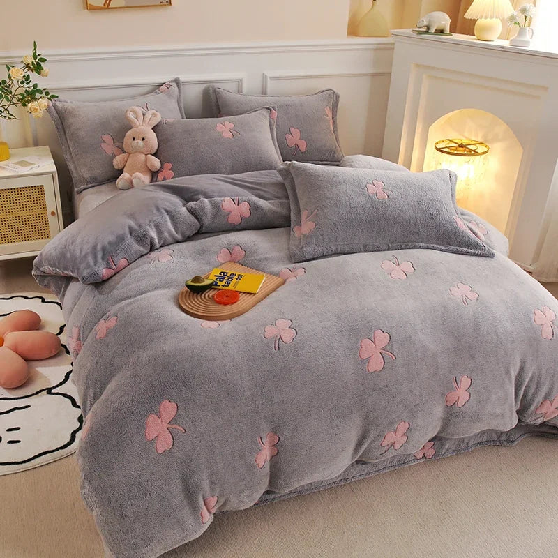 COZY FLANNEL - Thick Fleece Duvet Cover - Double-Sided Velvet, Winter Warmth