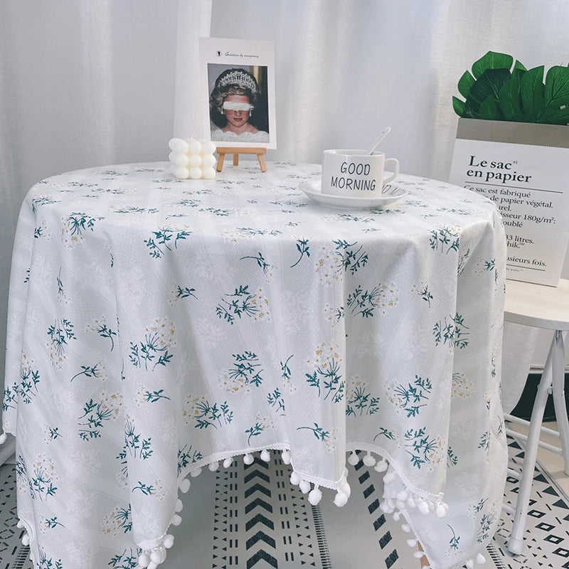 EMBROIDERED FLORAL TABLECLOTH - Cotton, Round & Rectangle, 14 Sizes - Garden Table Mood