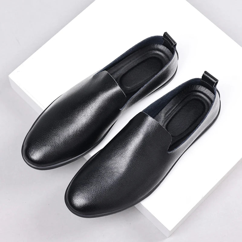 Men's PU Leather Slip-On Loafers - Lightweight Breathable Summer Casual EU 40-46