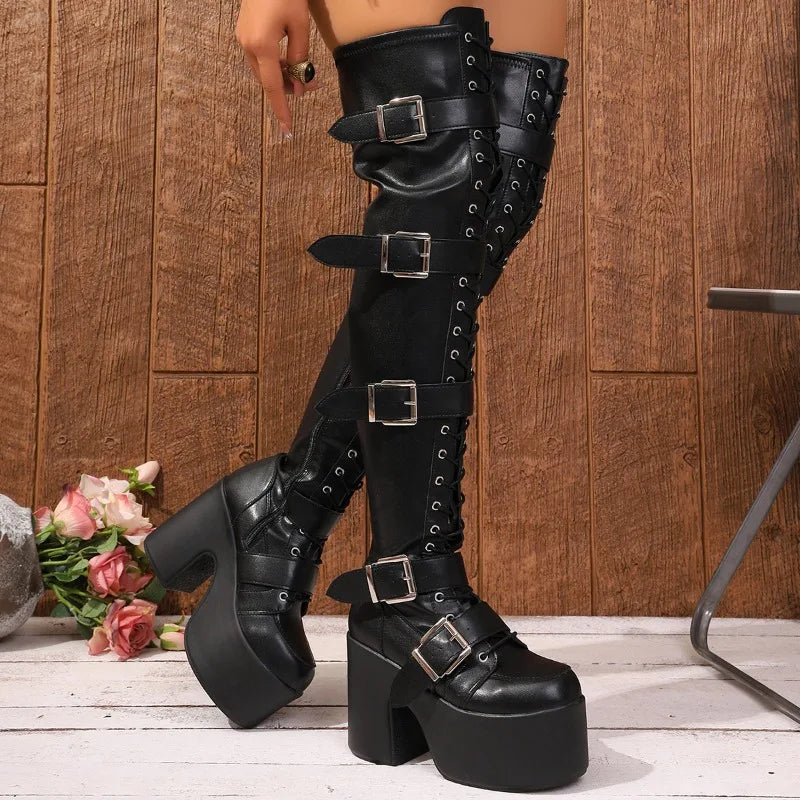 Over-the-Knee Slip-On Boots – Square Heel Skinny