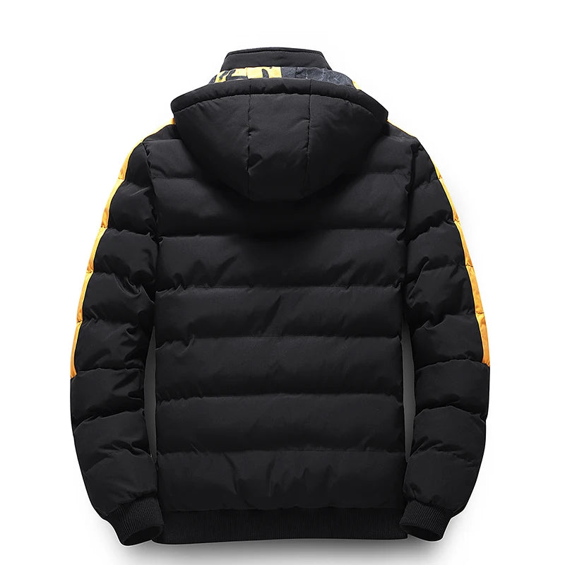 FLIP SIDE - Men's Double-Sided Puffer Parka - Letter Print Streetwear Winter Coat