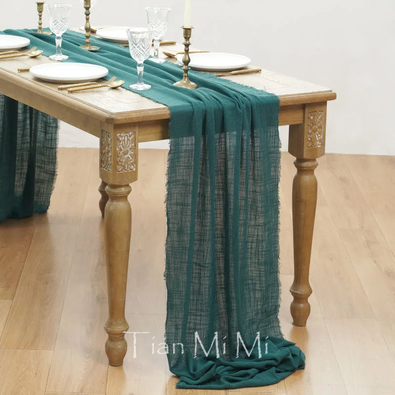 COTTON GAUZE TABLE RUNNER - 23 Colors, 40 & 62cm Wide, Up to 10m - Rustic Tables