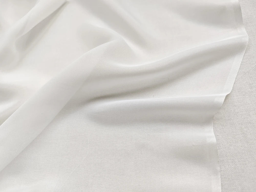 SILK COTTON CHIFFON GAUZE - 50% Mulberry Silk, 136cm Wide - Ivory Drape