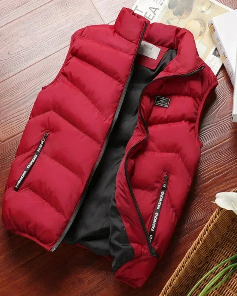 PUFF VEST - Men's Sleeveless Puffer Jacket - Mandarin Collar, 5 Colors, M-8XL