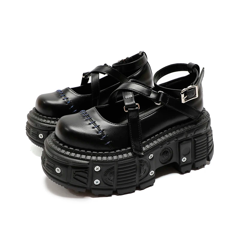 Punk Style Flat Platform Mary Janes