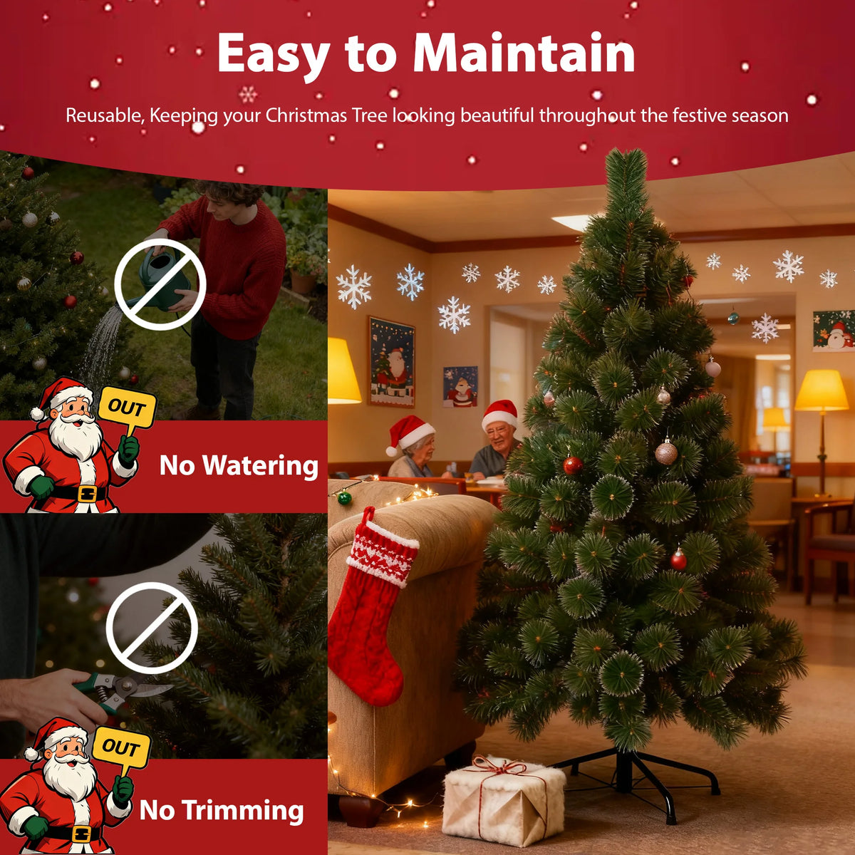 Snow-Edged Artificial Christmas Tree - 1.2–2.4 m - Winter White
