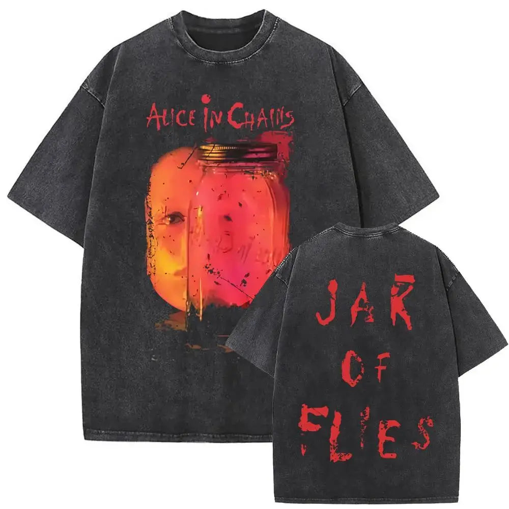 New in Top & Tees Men's T-Shirt Camisetas Rock Band Alice in Chains Dirt Washed Vintage Short Sleeved Round Neck Y2k T-shirt