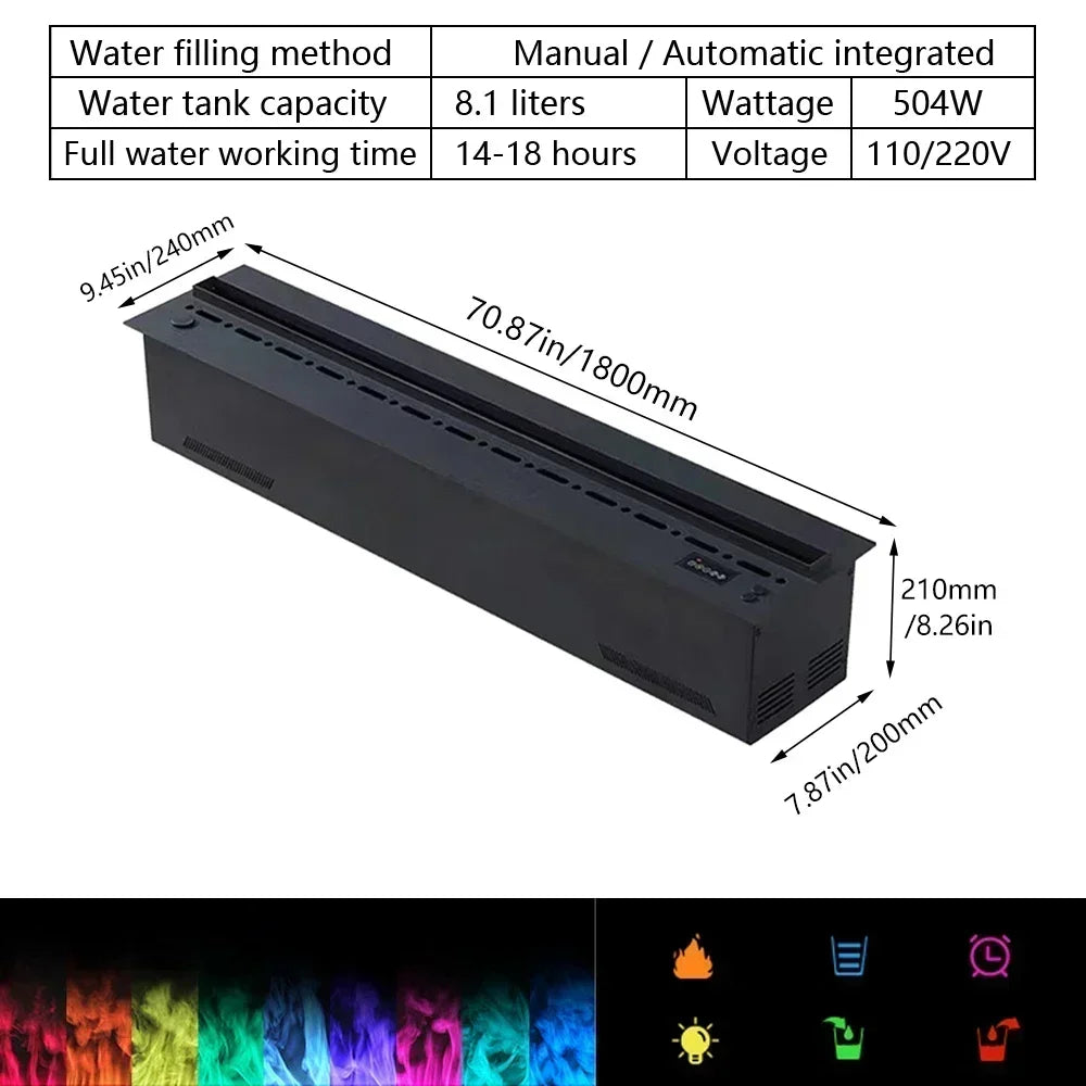 Smart Water Vapor Fireplace - Tuya APP - 3D Flame