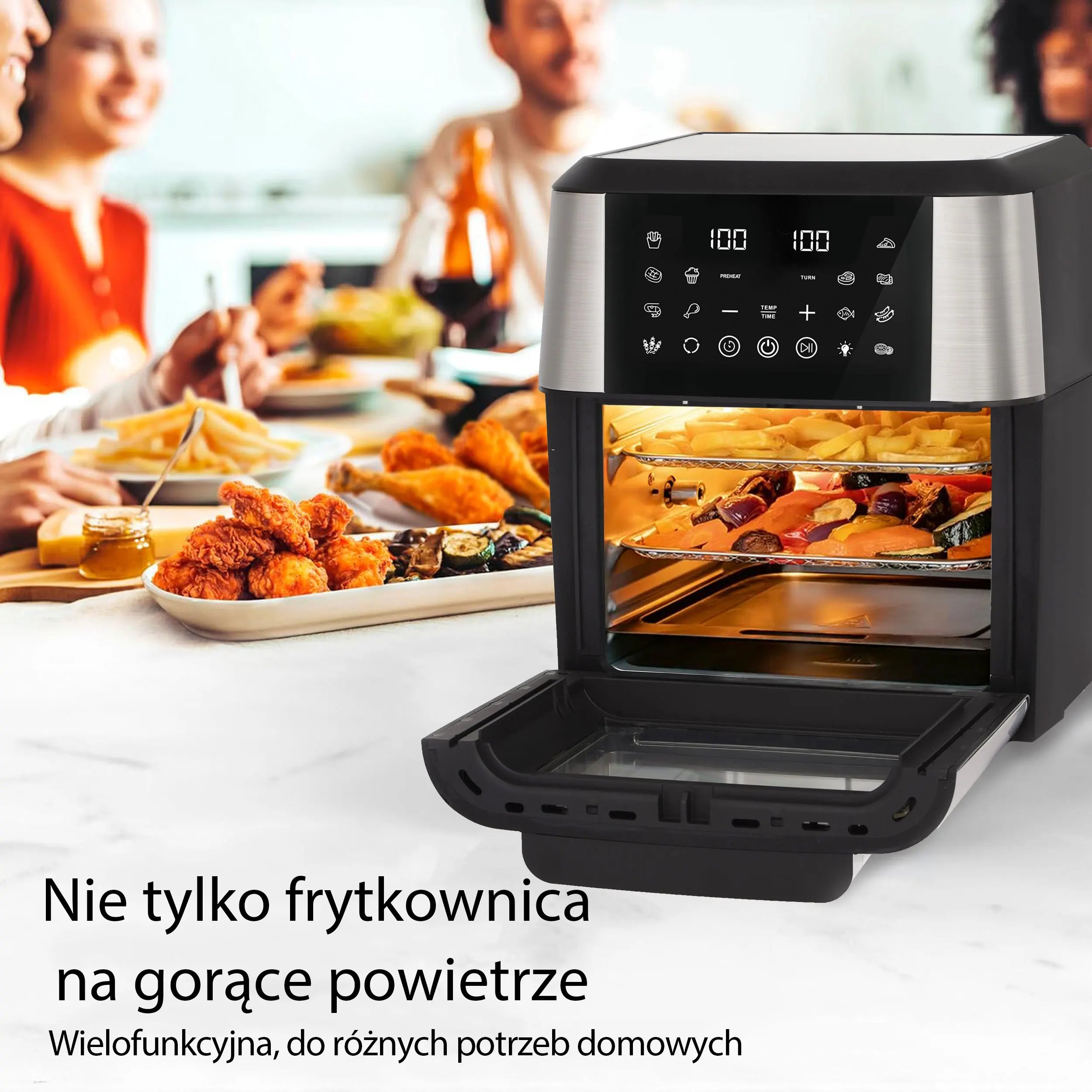 12L Air Fryer Oven – 360° Hot Air Window LED Touch