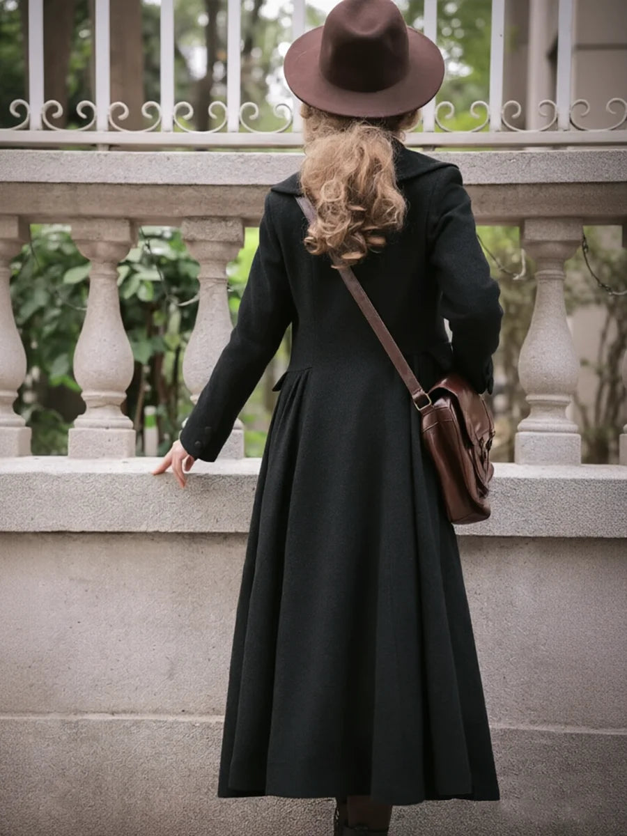 Women's Long Coat - Fit & Flare - Quiet Elegance