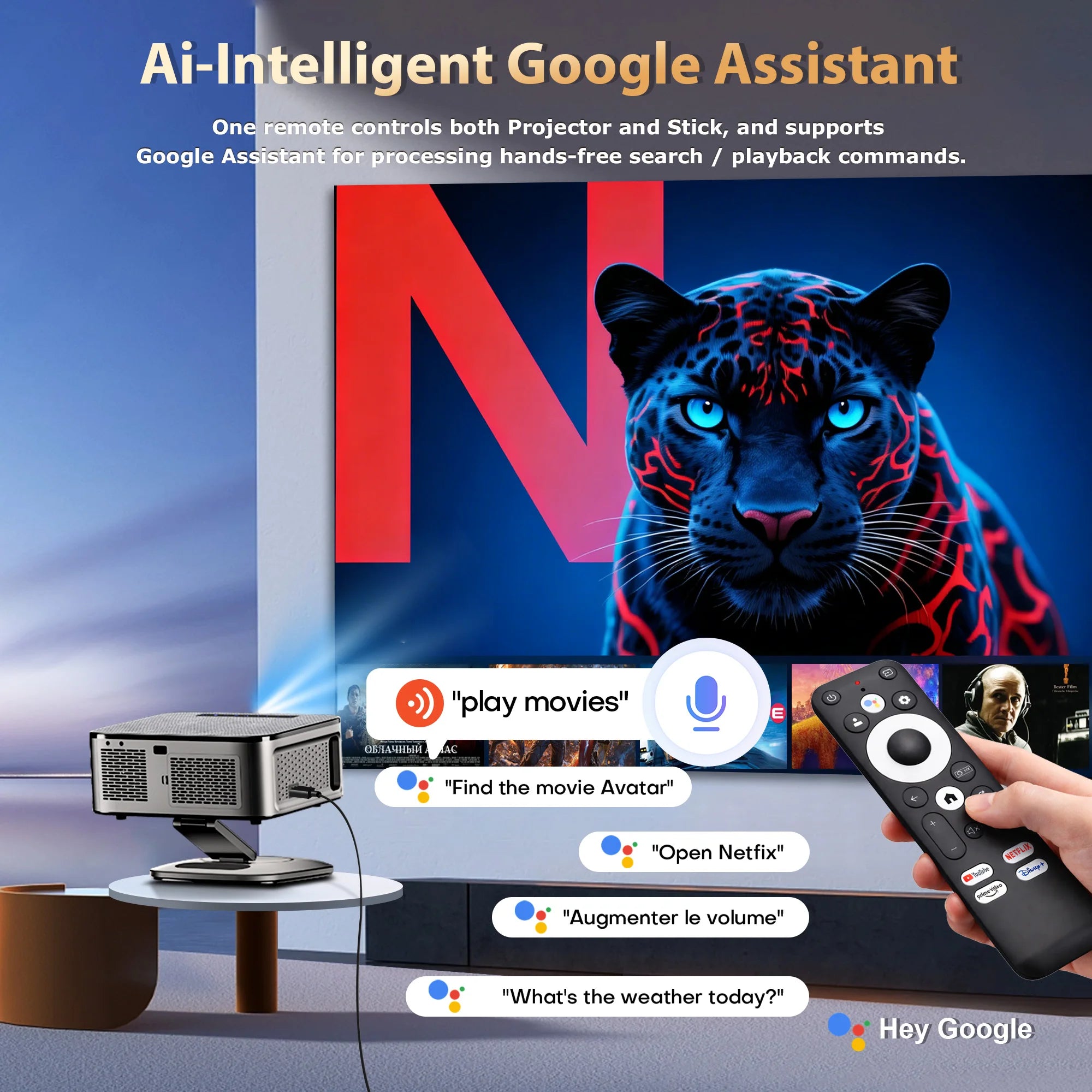 4K Home Cinema Projector Google TV 360° Rotation BT5.4