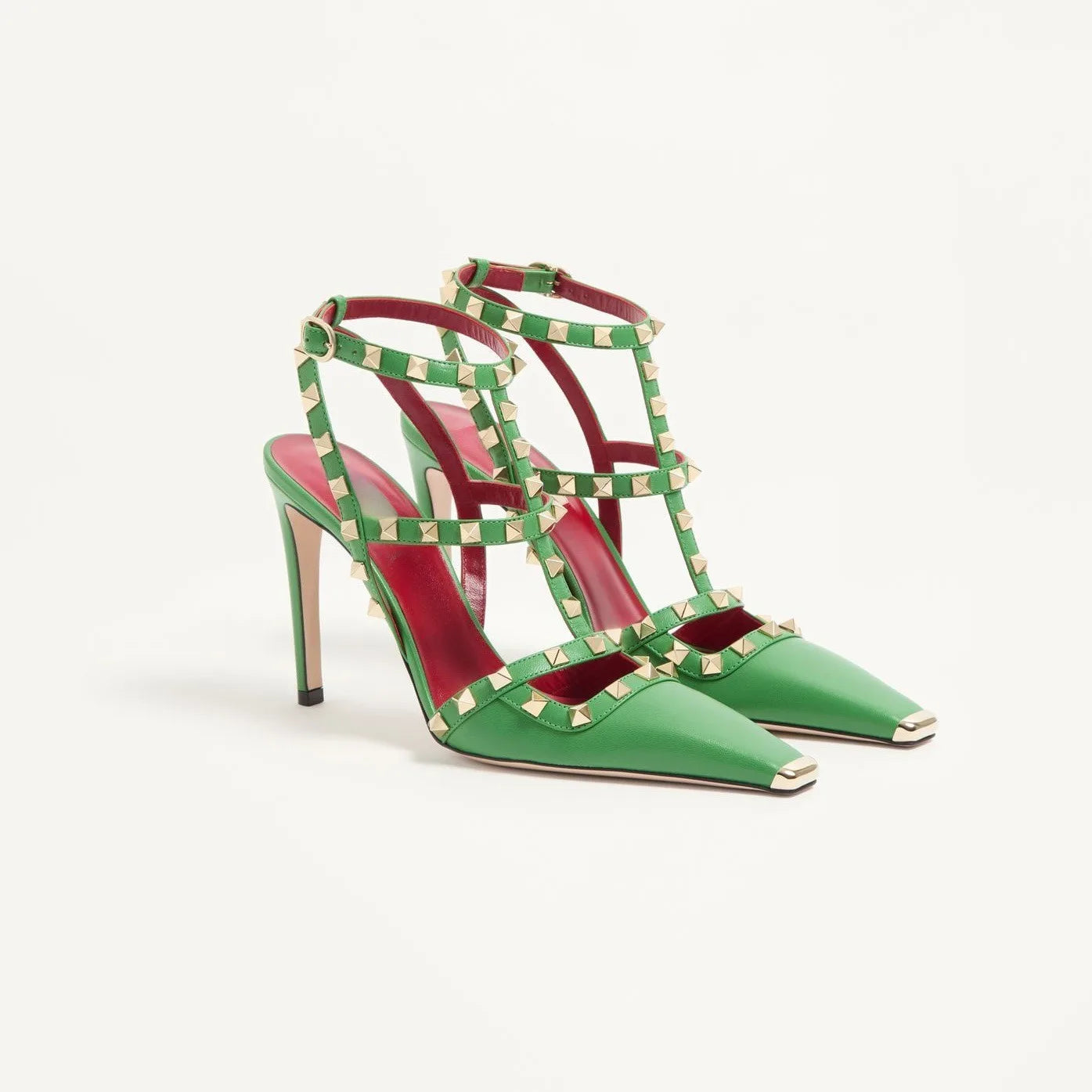 Studded High Heel Sandals – T-Strap Pointed Toe Stiletto Party Heels