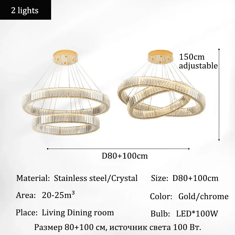 HALO LUXE – 4-Ring Crystal Chandelier