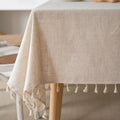 TASSEL TABLECLOTH - Cotton-Linen Blend, 3 Styles - Rustic Dining