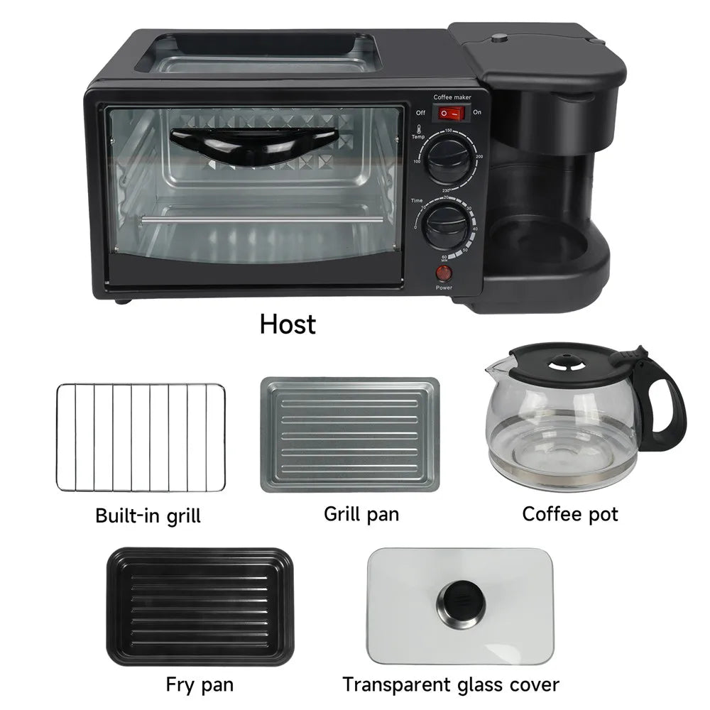 3 in 1 Breakfast Maker – 9L Oven Coffee Maker Frying Pan