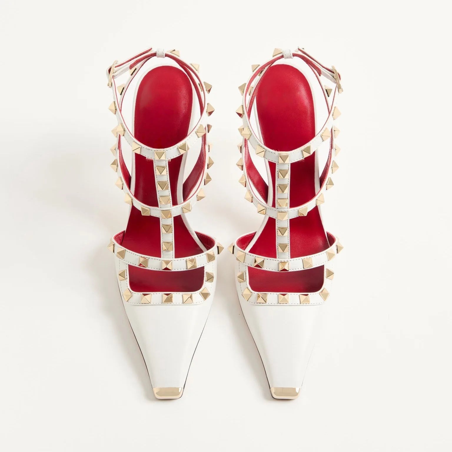 Studded High Heel Sandals – T-Strap Pointed Toe Stiletto Party Heels