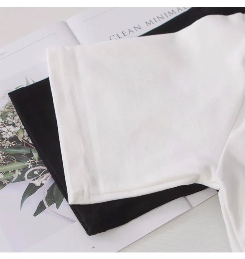 1pc Girl Summer Smile Print T-shirt Women Classic Basic Fashion Tees Students Short Sleeve Loose Tops Female Round Neck T-shirt
