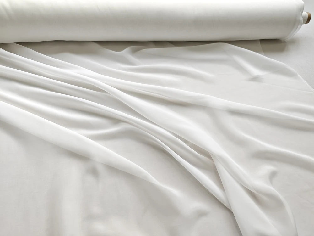 SILK COTTON CHIFFON GAUZE - 50% Mulberry Silk, 136cm Wide - Ivory Drape
