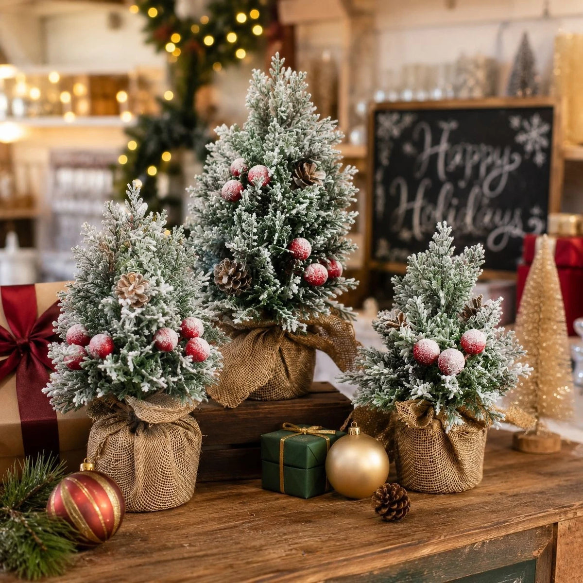 Snowy Berry Mini Christmas Tree - 15–25 cm - Tabletop Winter
