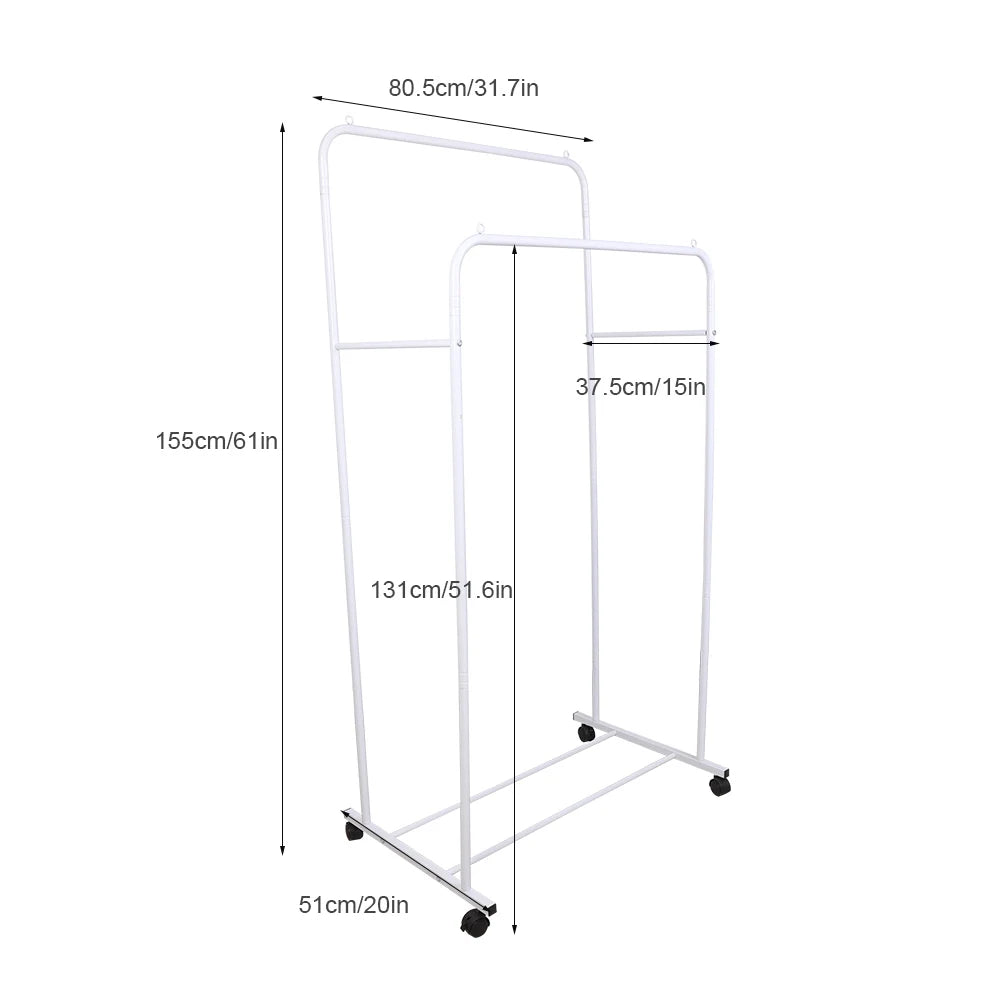 Rolling Clothes Rack – Double Rail & Lower Shelf