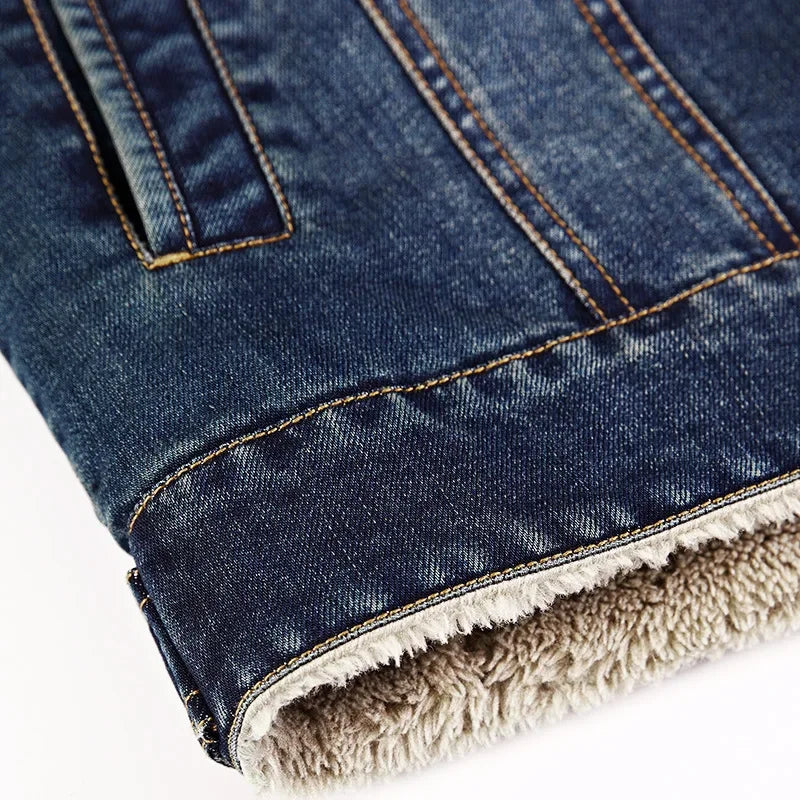 FROST DENIM - Men's Fleece-Lined Denim Trucker Jacket - 2 Colors, M–8XL