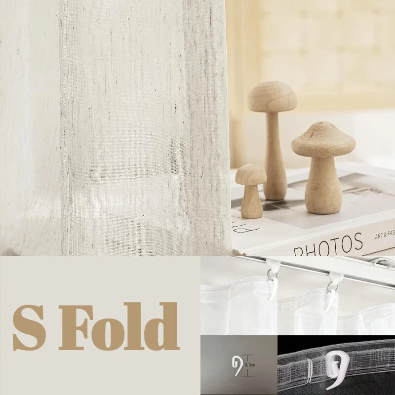 Linen Sheer Beige Curtains for Bedroom Living Room Natural Flax Blend Window Draperies for Farmhouse Curtain Decoration Window Curtain