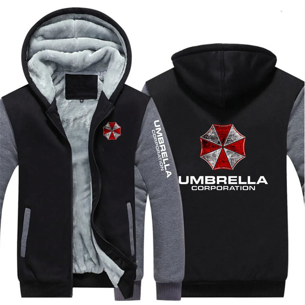 2025 Leisure Versatile Hoodies Autumn And Winter Men's Popular Jacket Umbrella Corporation Graphic Logo Print Fleece Warm Coat