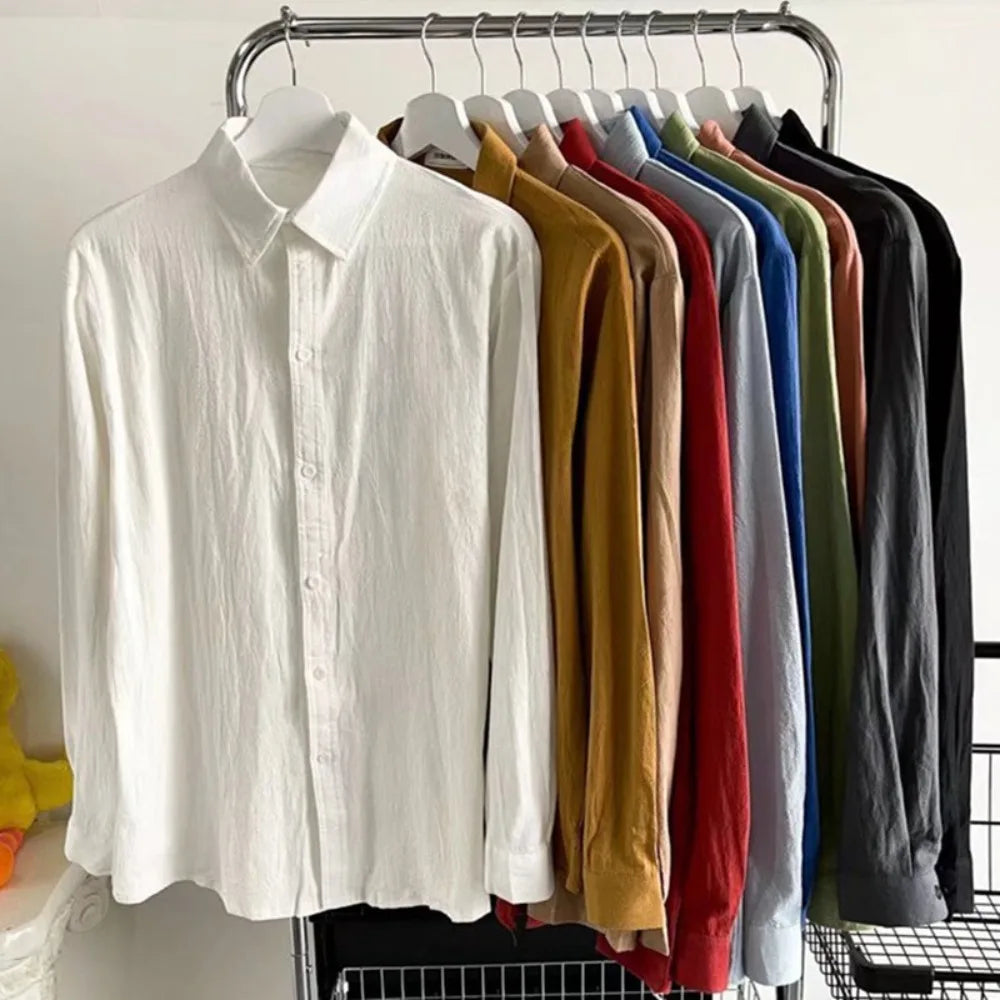 BAGGY BUTTON - Men's Loose Linen Shirt - Six Colors, Zero Effort