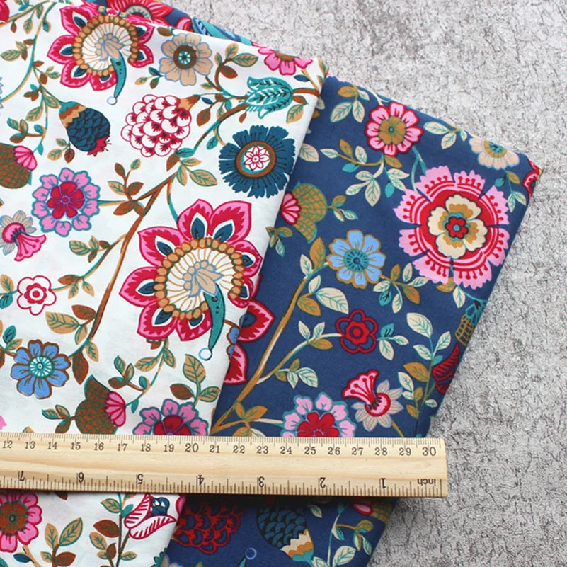 FLORAL PATCHWORK POPLIN - Pure Cotton - Soft Sewing Fabric