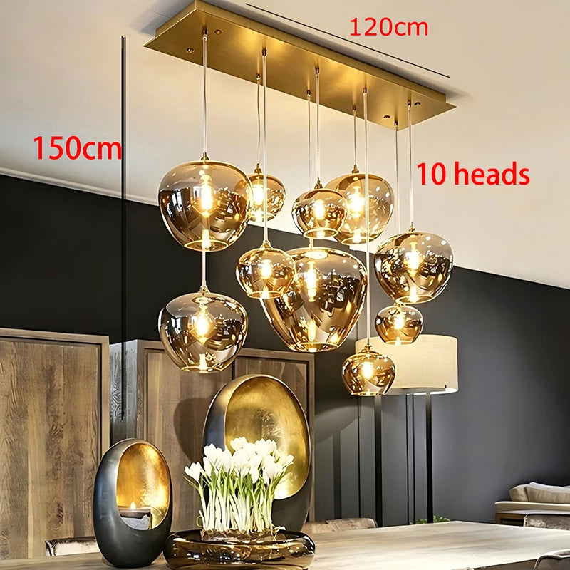 Luxury Crystal Pendant Light – Black/Gold, 1–12 Heads, APP Dimmable