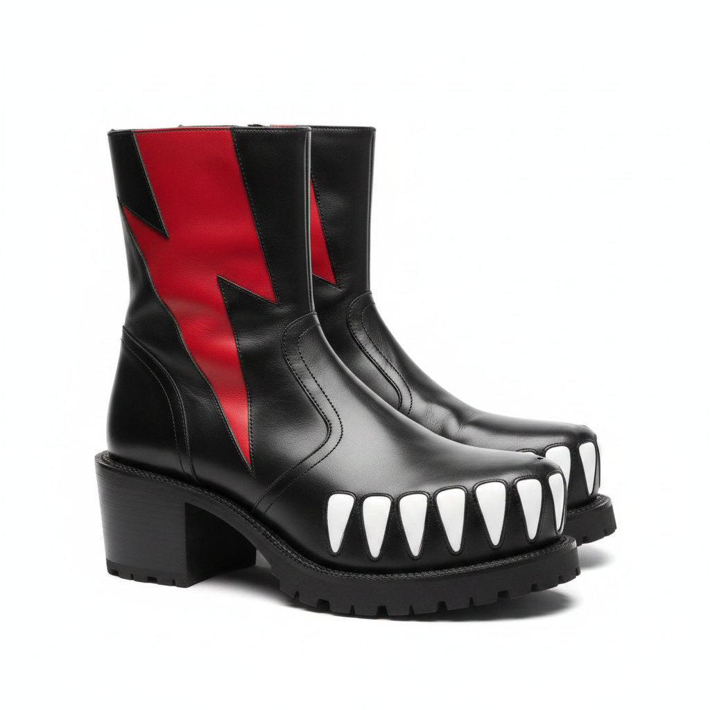 Black Red Lightning Boots