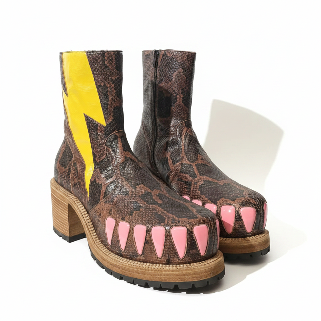 Brown Snakeskin Lightning Boots