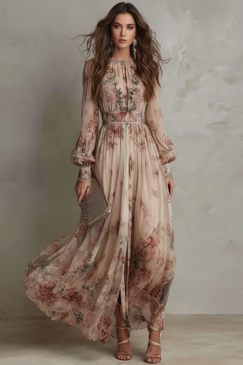 Floral Chiffon Maxi Dress – Full Head No Watermark