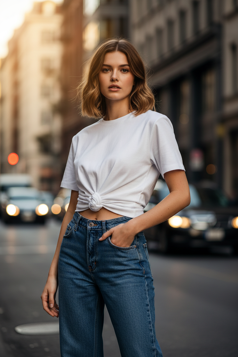 Knotted Crop Tee – European City