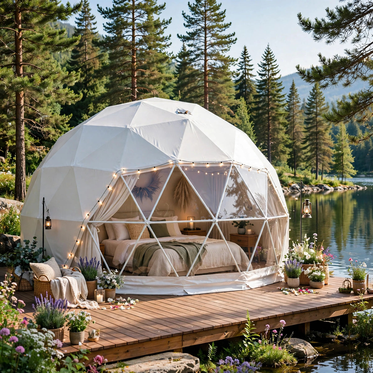 Premium PVC Geodesic Dome Tent All Season Waterproof Luxury Outdoor Shelter