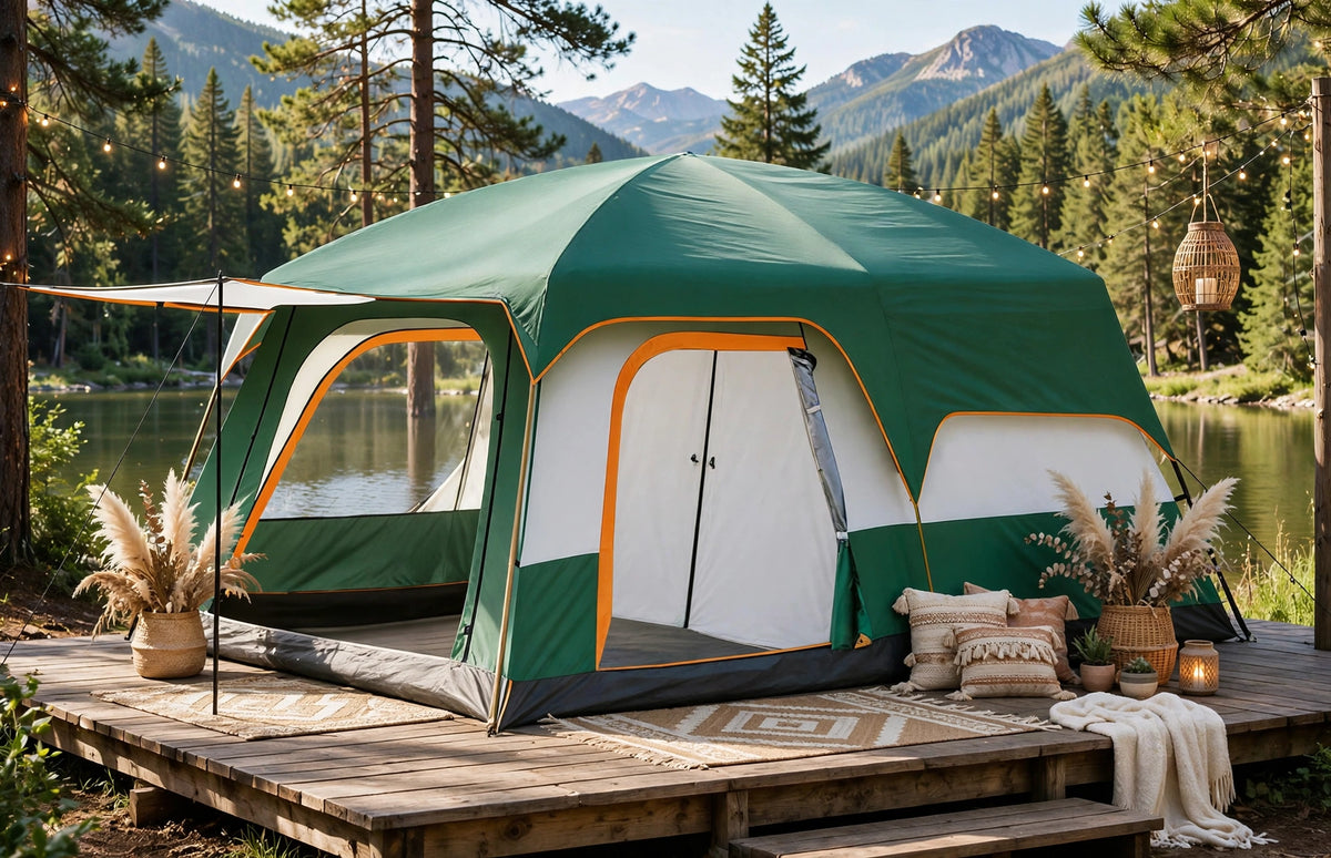 Outdoor Family Camping Tent Two Bedroom One Living Room 4-12 Person Waterproof