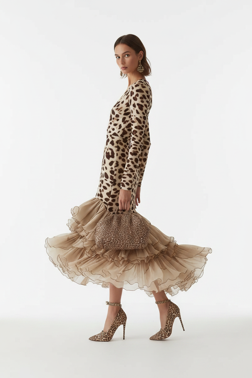 Leopard Dress - White Background 4