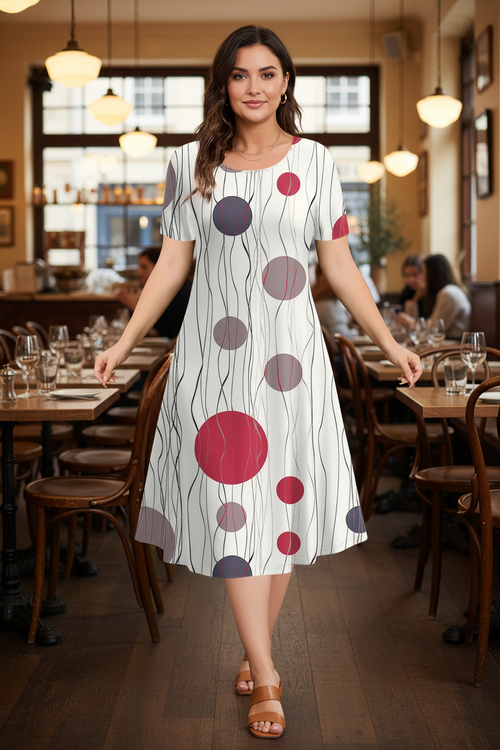 Modelka – geometryczna sukienka, bistro