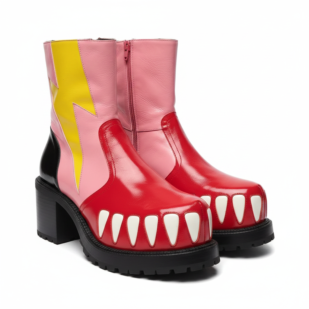 Pink Red Lightning Boots