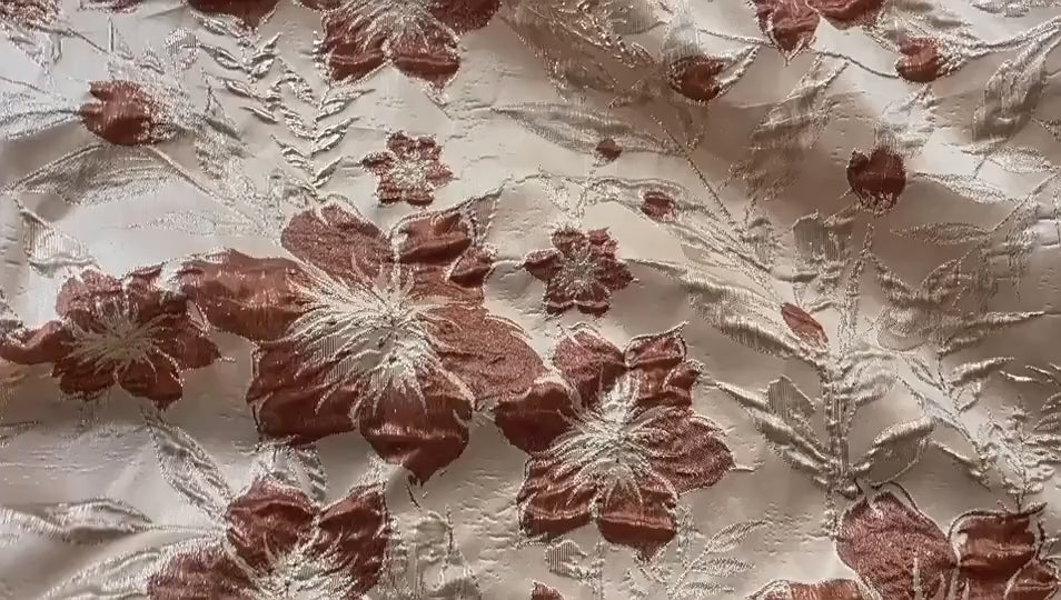 Gold Jacquard Fabric – Floral Brocade by the Meter