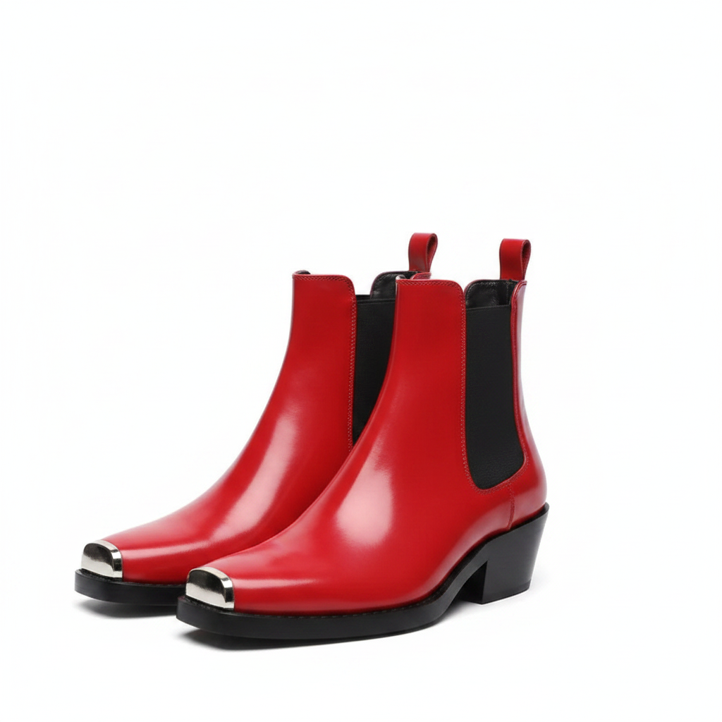 Red Chelsea Boots - białe tło