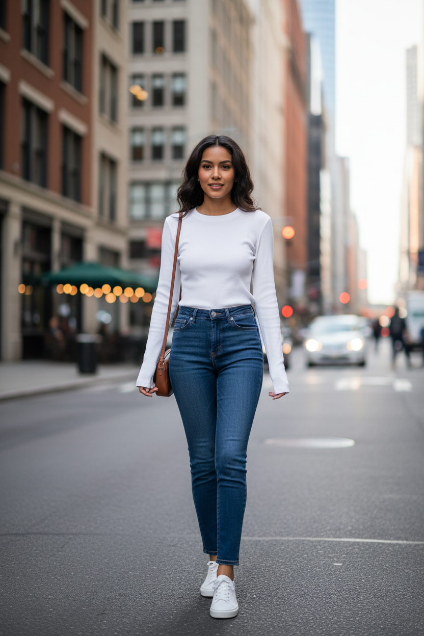 Slim Ribbed Long Sleeve Top – City